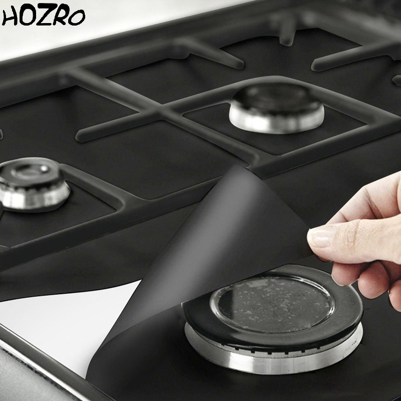 Set 4 Folii Detașabile HOZRO, pentru Aragaz, din Teflon Premium, Reutilizabile, Anti-Aderente și Ușor de Spălat, Protecție Eficientă Împotriva Murdăriei și Grăsimii, Compatibile cu Majoritatea Aragazurilor HOZRO