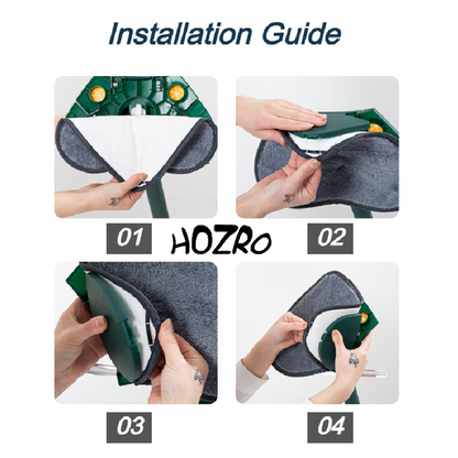 Pachet Curățenie HOZRO: Mop Mini Portabil Squeeze cu Burete Absorbant și Mop Rotativ Model Inimă, Lavete Microfibră Incluse, Verde HOZRO