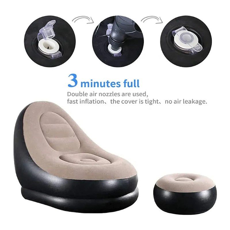Fotoliul gonflabil cu taburet – stil, relaxare și funcționalitate într-un singur produs! BESTSELLS
