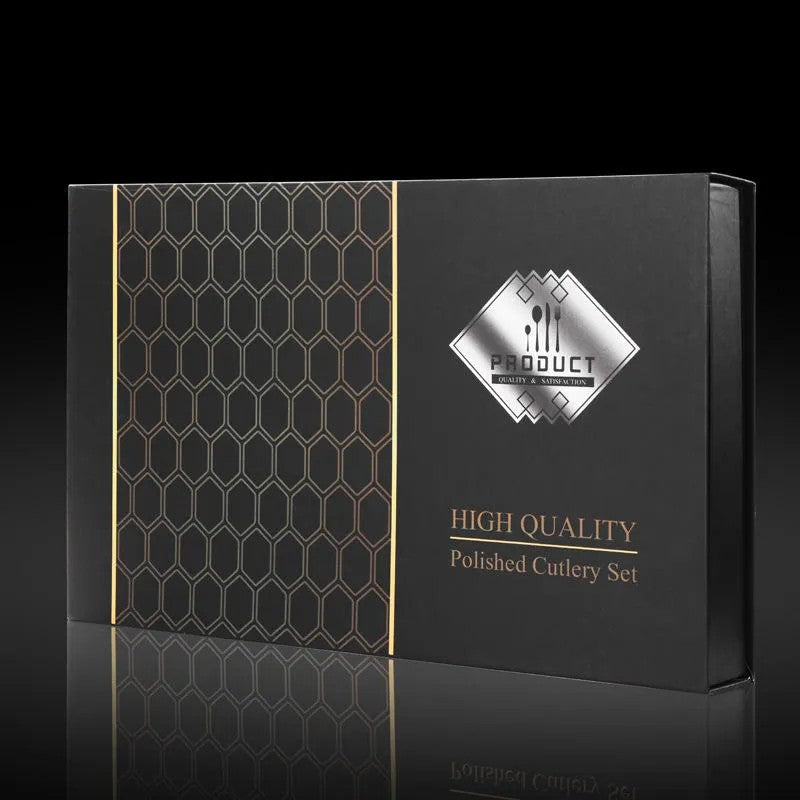 Set de Tacamuri 24 Piese – Oțel Inoxidabil, Design Modern, Negru BESTSELLS