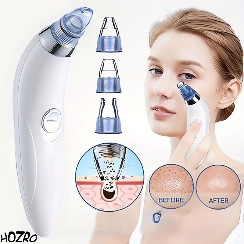 Aparat Vacuum HOZRO, Derma Suction pentru Curățarea Tenului, Îndepărtarea Punctelor Negre și Exfoliere Delicată, cu Capete Interșchimbabile și Putere Reglabilă – Îngrijire Profesională la Tine Acasă HOZRO