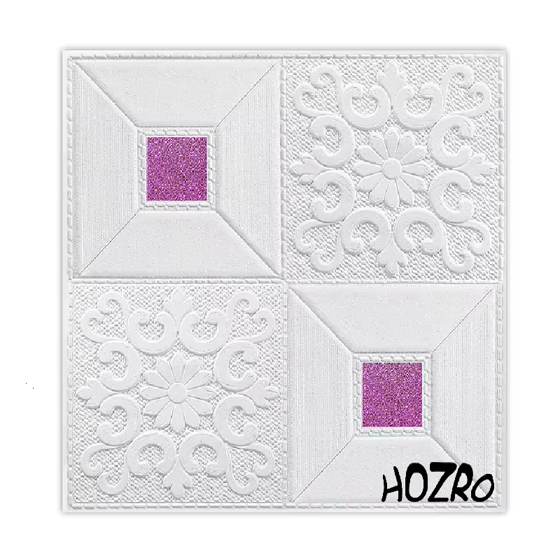 Tapet 3D autoadeziv, Model pentru Tavan/Perete, design modern, foarte usor de montat, Alb/Mov HOZRO