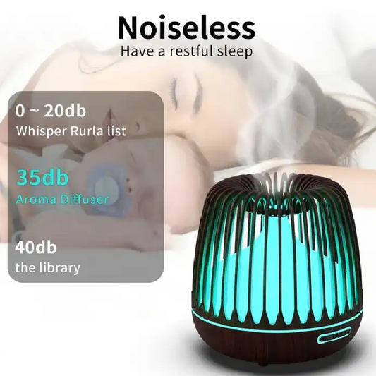 ✨ Difuzor HOZRO, Aromaterapie Gratii Maro – Umidificator cu Ultrasunete, Lumină LED și Design Elegant din Lemn pentru Relaxare și Confort HOZRO