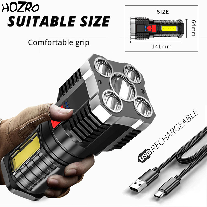 Lanternă de Mână HOZRO, cu 5 LED-uri – Compactă, Portabilă și Puternică, Ideală pentru Camping, Drumeții și Uz Casnic HOZRO