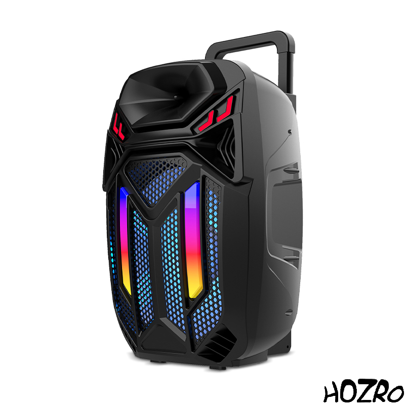 Boxă Portabilă HOZRO, Model ZQS-15108 cu Bluetooth, Microfon Wireless, Putere Mare, Efecte Luminoase LED, Radio FM și Baterie Reîncărcabilă – Sistem Audio Profesional pentru Karaoke, Petreceri și Evenimente HOZRO