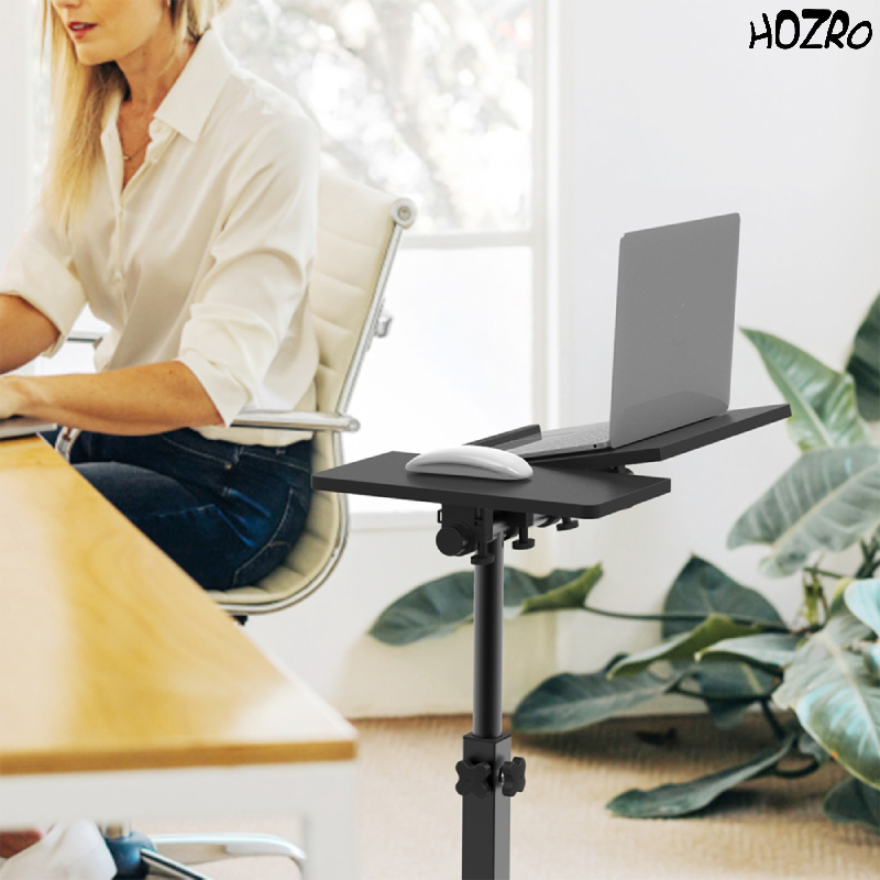 Suport Masă Portabilă HOZRO, pentru Laptop – Reglabil pe Înălțime și Înclinare, Cu Blat din Lemn și Cadru Metalic, Ideal pentru Pat, Canapea sau Birou HOZRO