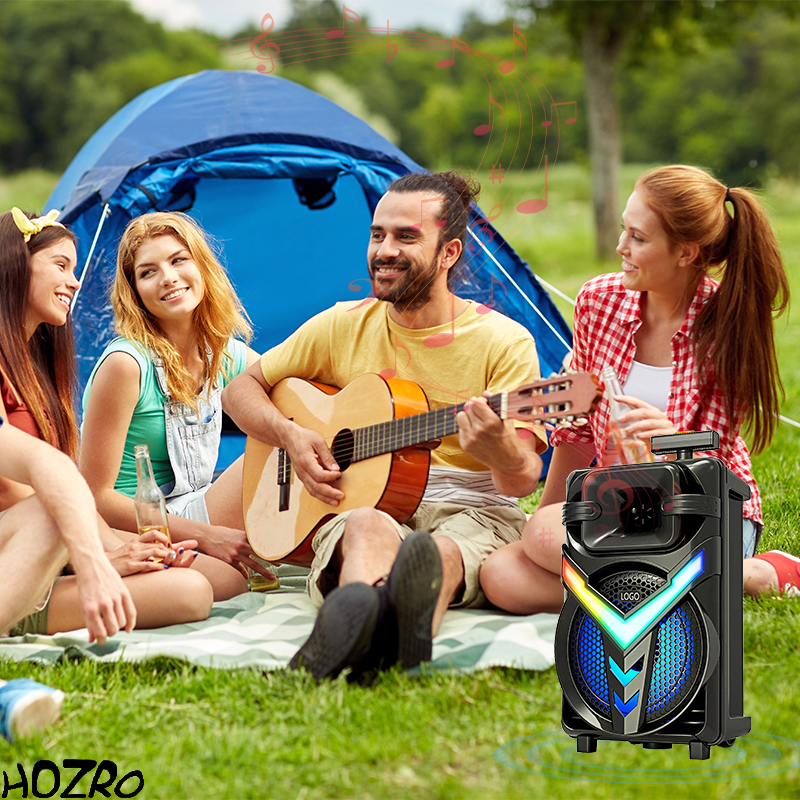 Boxă Portabilă HOZRO, Model ZQS-8158 cu Bluetooth, Microfon Wireless, Lumini LED Party, Radio FM și Baterie Reîncărcabilă – Putere Mare și Sunet Clar pentru Petreceri, Karaoke și Evenimente HOZRO