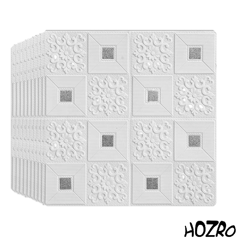 Tapet 3D autoadeziv, Model pentru Tavan/Perete, design modern, foarte usor de montat, Alb/Gri HOZRO