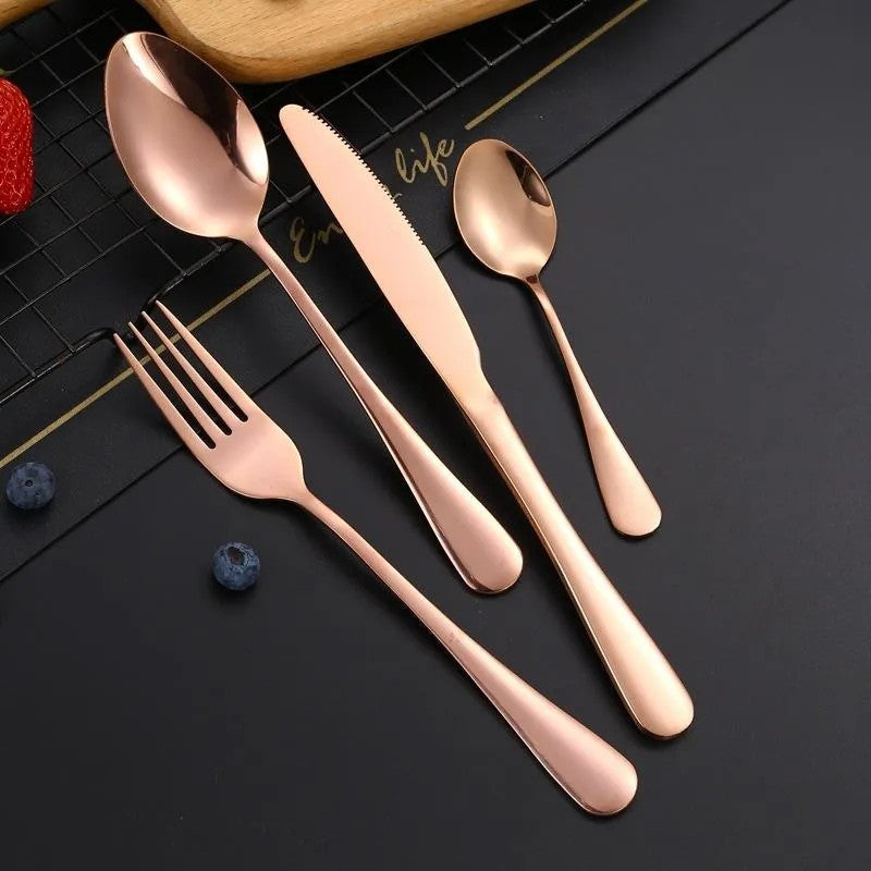 🍽️ Set de Tacâmuri 24 Piese – Eleganță în Fiecare Detaliu, Oțel Inoxidabil, Aramiu, Design Modern BESTSELLS