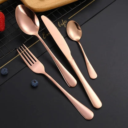 🍽️ Set de Tacâmuri 24 Piese – Eleganță în Fiecare Detaliu, Oțel Inoxidabil, Aramiu, Design Modern BESTSELLS