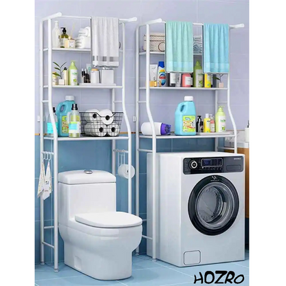 Raft Metalic de Depozitare HOZRO, pentru Masina de Spalat, 3 Etajere, Structura Solida, Design Compact si Modern, Ideal pentru Baie, Spalatorie sau Spatii Inguste, 68x25x166 cm, Alb HOZRO