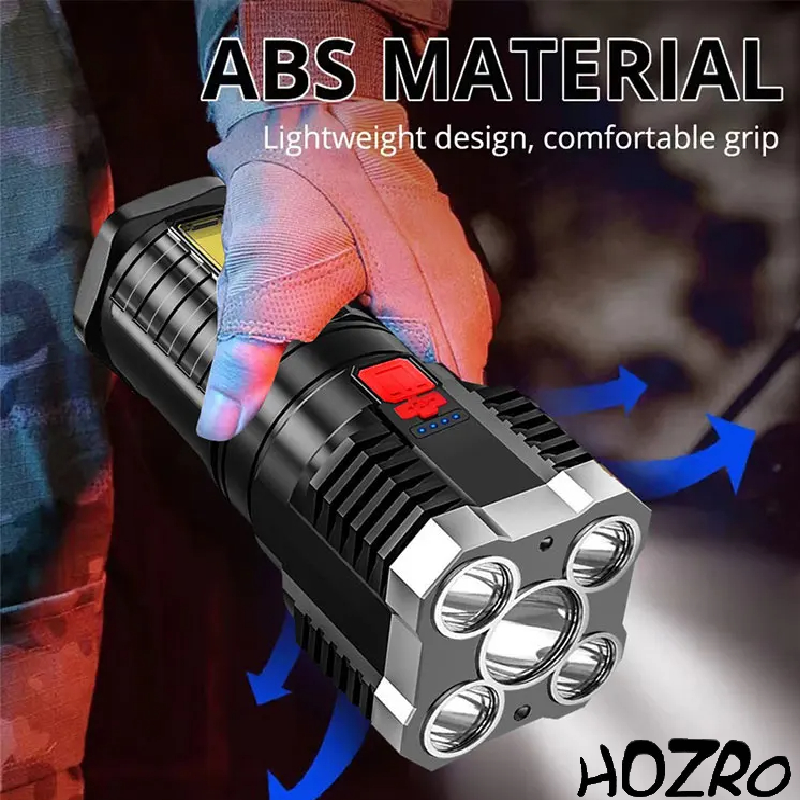 Lanternă de Mână HOZRO, cu 5 LED-uri – Compactă, Portabilă și Puternică, Ideală pentru Camping, Drumeții și Uz Casnic HOZRO