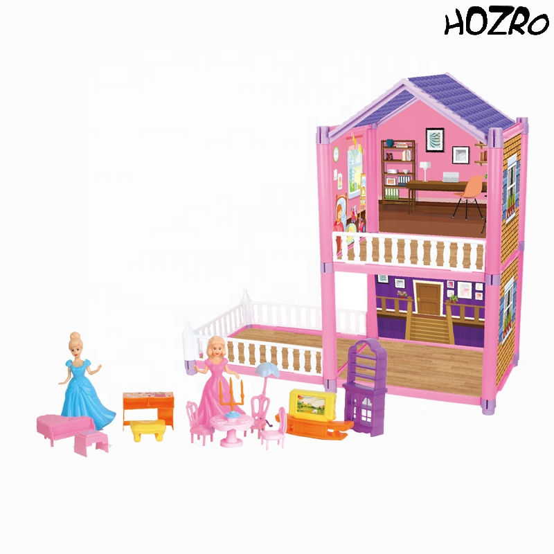 Set Casă HOZRO, de Păpuși Dream Home – Manual DIY, cu Piese de Construcție Tip Building Blocks, Design Modern pe Două Nivele, Mobilier și Accesorii Incluse, Joc Creativ pentru Copii 3+, Ideal pentru Dezvoltarea Imaginației și Creativității HOZRO