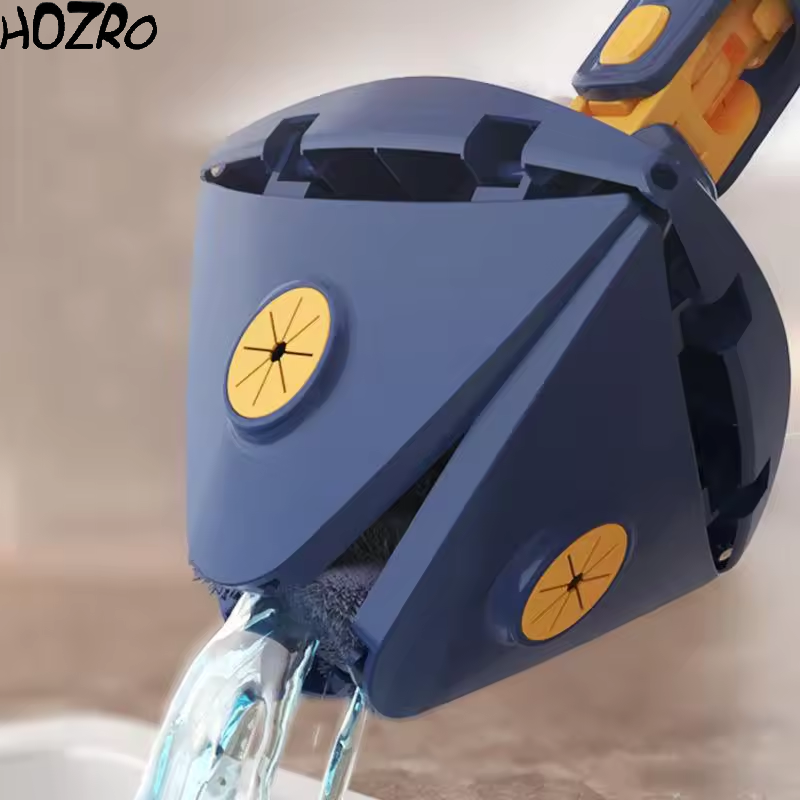 Mop HOZRO, Triunghi Albastru – Sistem de Curățare cu 2/3/4/5 Lavete Microfibră, Ideal pentru Podele și Colțuri Înguste HOZRO