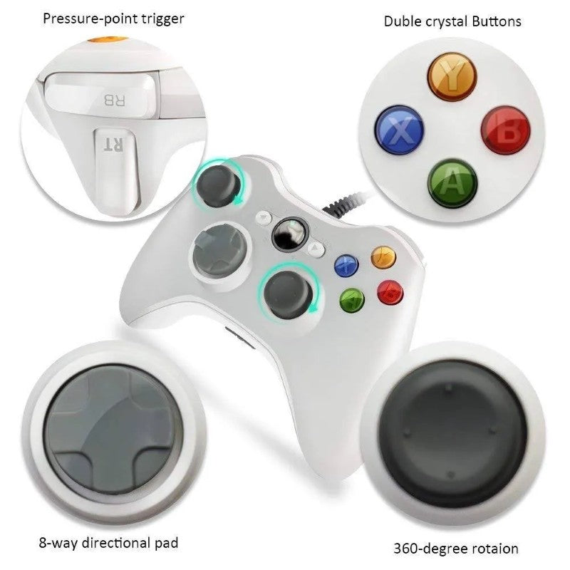 🎮 Controller de Joc cu Fir – Compatibil Xbox 360 / PC – Alb BESTSELLS