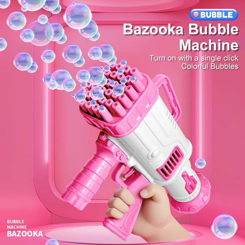 🎀 Pistol Baloane HOZRO, Bubble Super Gun Roz – Jucărie Interactivă cu Efecte Spectaculoase de Bule de Săpun, Ideală pentru Copii și Petreceri HOZRO