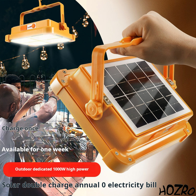Lampă Solară de Lucru Portocaliu HOZRO, Model 6-48 – LED Puternic, Reîncărcabilă, Portabilă și Rezistentă, Ideală pentru Atelier, Reparații sau Camping HOZRO