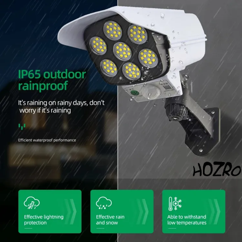 Lampa solara de perete HOZRO, JLP-2178 cu senzor de miscare, 77 LED SMD, telecomanda, incarcare solara si carcasa rezistenta la intemperii HOZRO