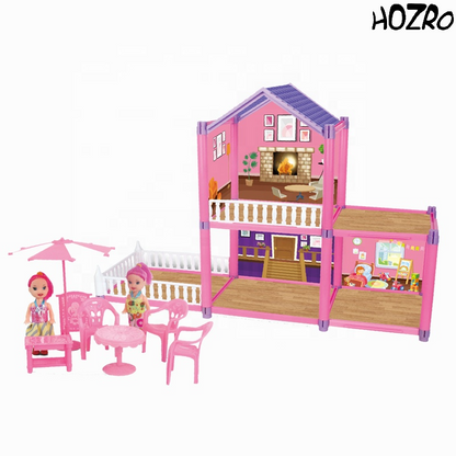 Set Casă HOZRO, de Păpuși Dream Home – Manual DIY, cu Piese de Construcție Tip Building Blocks, Design Modern pe Două Nivele, Mobilier și Accesorii Incluse, Joc Creativ pentru Copii 3+, Ideal pentru Dezvoltarea Imaginației și Creativității HOZRO
