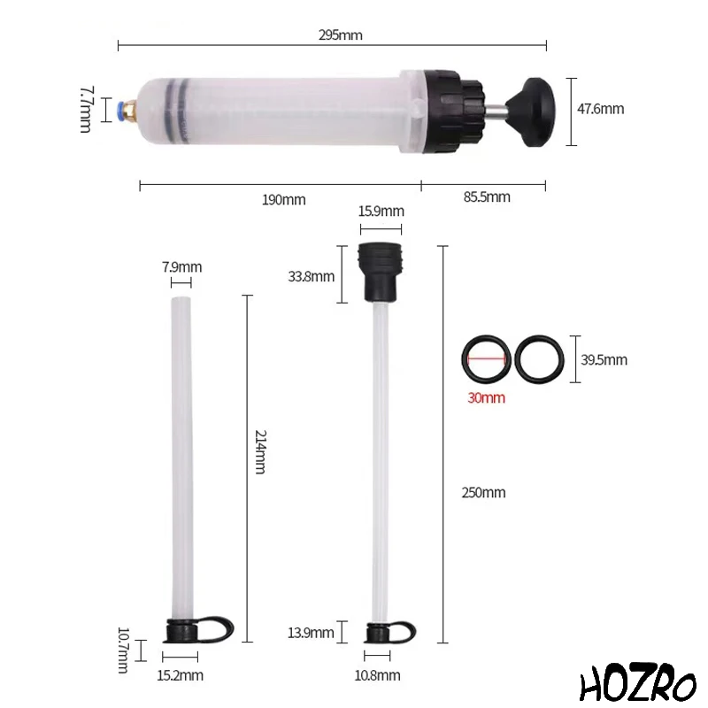 Seringă Profesională HOZRO pentru Aspirare și Umplere Fluide – 200 ml, Extractor Manual pentru Ulei, Lichid de Frână, Antigel și Alte Lichide Auto – Ideală pentru Service și Întreținere Auto HOZRO