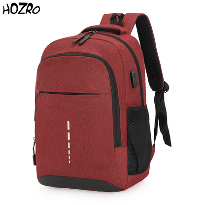 Rucsac Laptop HOZRO, 14 inch, Port USB, Poliester Rezistent, Compartiment Laptop, Călătorie, Școală sau Birou, Vișiniu HOZRO