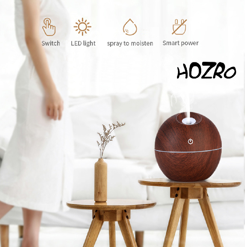 Difuzor HOZRO, Aromaterapie 001 – Umidificator cu LED, Design Elegant, Disponibil în Culorile Bej și Maro HOZRO