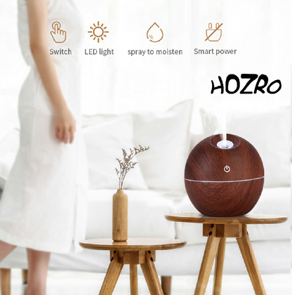Difuzor HOZRO, Aromaterapie 001 – Umidificator cu LED, Design Elegant, Disponibil în Culorile Bej și Maro HOZRO