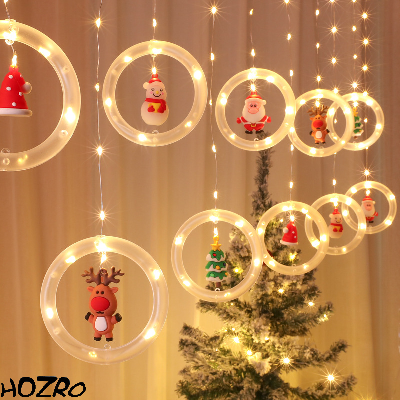 🎄 Ghirlandă Luminoasă HOZRO, de Crăciun cu 10 Inele Suspendate, 3 Metri – Figurine Festive 3D și LED cu Lumină Caldă ✨ HOZRO
