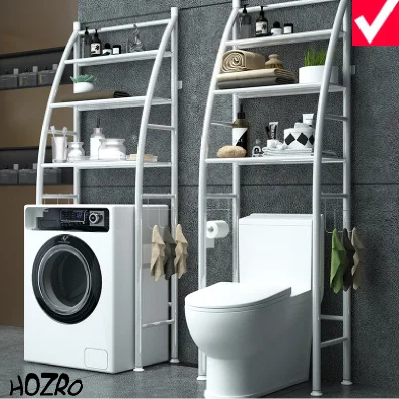 Raft Metalic de Depozitare HOZRO, pentru Masina de Spalat, 3 Etajere, Structura Solida, Design Compact si Modern, Ideal pentru Baie, Spalatorie sau Spatii Inguste, 68x25x166 cm, Alb HOZRO