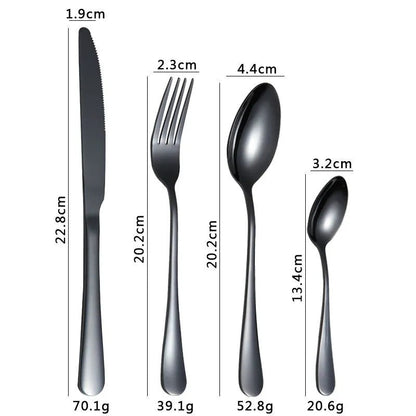 Set de Tacamuri 24 Piese – Oțel Inoxidabil, Design Modern, Negru BESTSELLS