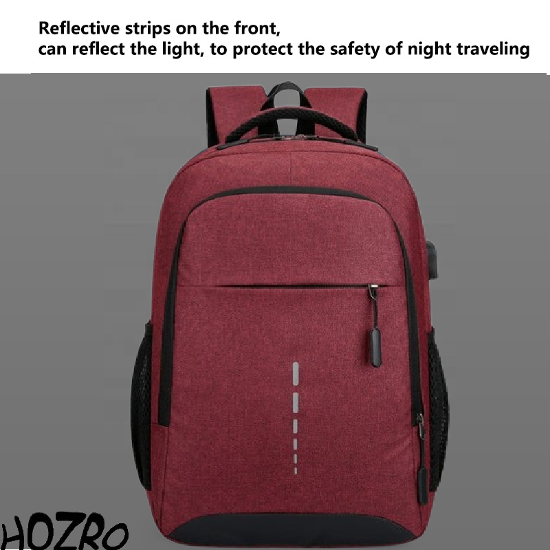 Rucsac Laptop HOZRO, 14 inch, Port USB, Poliester Rezistent, Compartiment Laptop, Călătorie, Școală sau Birou, Vișiniu HOZRO