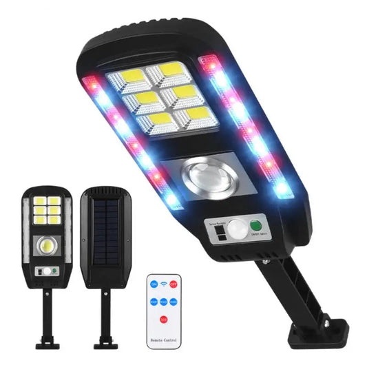 Lampa stradala HOZRO, cu incarcare solara, 89 LED, Senzor de miscare/amurg/stare de veghe, Telecomanda, Model CL-728, Negru HOZRO