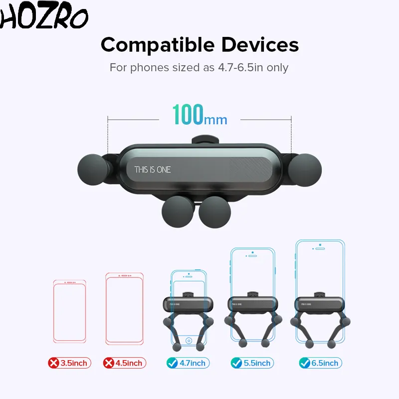 Suport Auto Telefon HOZRO, Gravity, pentru Clema de Ventilație Auto – Fixare Rapidă și Sigură, Design Elegant HOZRO