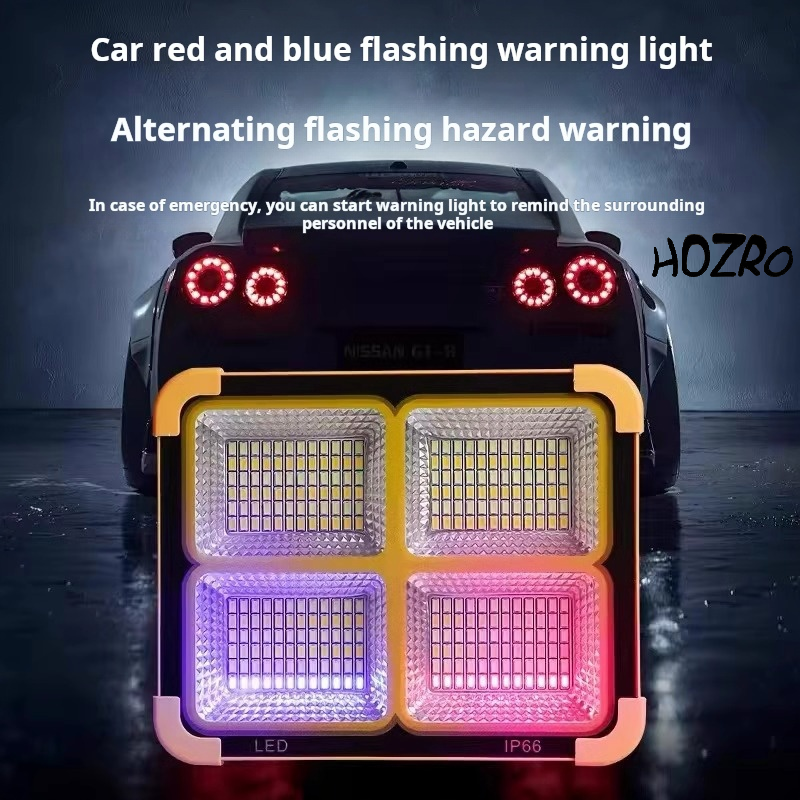Lampă Solară de Lucru Portocaliu HOZRO, Model 6-48 – LED Puternic, Reîncărcabilă, Portabilă și Rezistentă, Ideală pentru Atelier, Reparații sau Camping HOZRO
