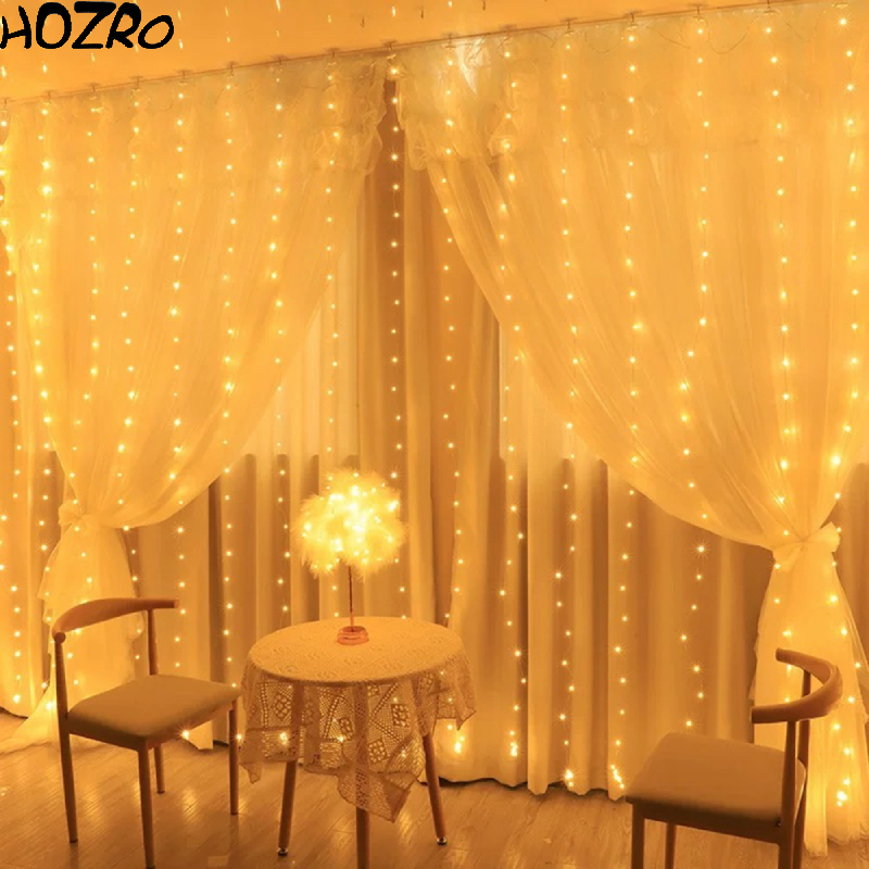 ⭐Perdea Luminoasă LED HOZRO, Ghirlandă Decorativă pentru Interior și Exterior, Iluminare Festivă pentru Crăciun, Petreceri și Evenimente Speciale⭐ HOZRO