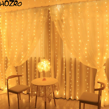 ⭐Perdea Luminoasă LED HOZRO, Ghirlandă Decorativă pentru Interior și Exterior, Iluminare Festivă pentru Crăciun, Petreceri și Evenimente Speciale⭐ HOZRO
