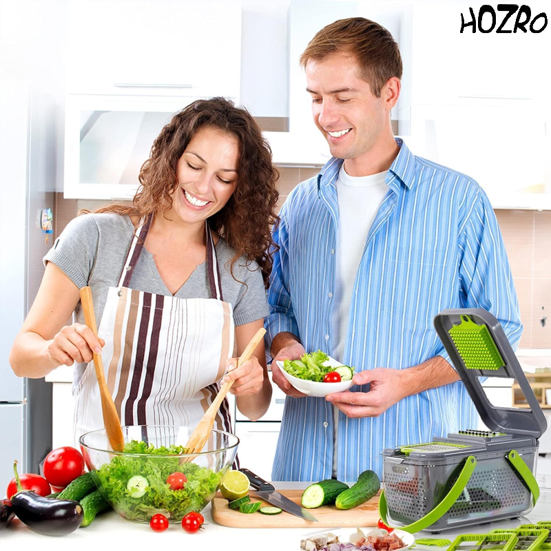 Răzătoare Multifuncțională HOZRO, cu 22 piese – Set Complet pentru Bucătărie cu Accesorii Diverse, Lame Interșanjabile, Calitate Premium, Ideal pentru Răzuit, Felii, Feliere și Prepararea Rapidă a Ingredientelor HOZRO