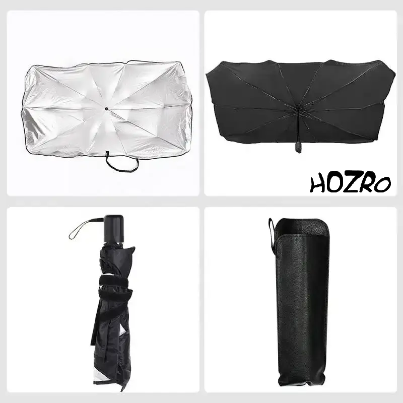 Parasolar HOZRO, Tip Umbrela 120cm x 65cm pentru Parbrizul Masinii – Protectie UV Avansata, Reducere Temperaturi Interioare, Design Compact si Usor de Utilizat pentru Toate Modelele de Masini HOZRO