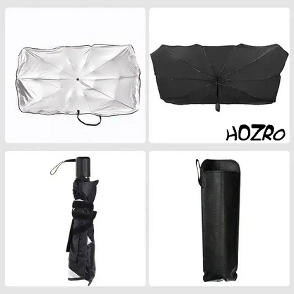 Parasolar HOZRO, Tip Umbrela 120cm x 65cm pentru Parbrizul Masinii – Protectie UV Avansata, Reducere Temperaturi Interioare, Design Compact si Usor de Utilizat pentru Toate Modelele de Masini HOZRO