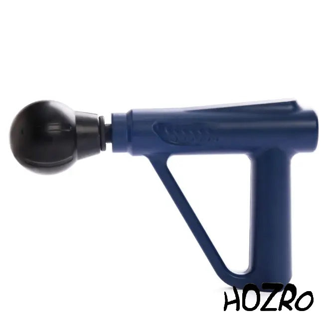 Mini pistol de masaj electric portabil HOZRO, culoare albastră, cu capete interschimbabile și intensitate reglabilă, ideal pentru relaxare musculară, recuperare și eliminarea oboselii HOZRO