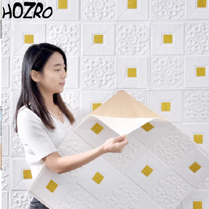 Tapet 3D autoadeziv, Model pentru Tavan/Perete, design modern, foarte usor de montat, Alb/Galben HOZRO