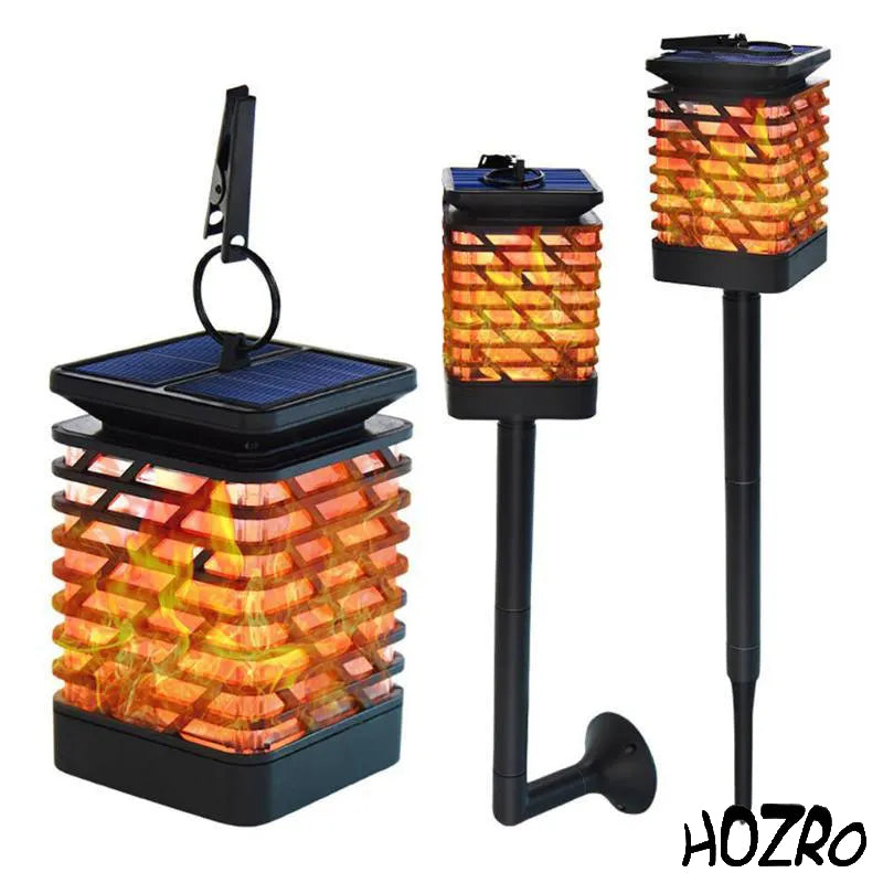 Lampa Solara HOZRO, Tip Flacara, Design Elegant, 90x90x145mm, Material ABS Durabil, Baterie Reincarcabila 1500mAh, Temperatura Culoare 1400K-1600K, Efect de Flacara Realist, Negru HOZRO