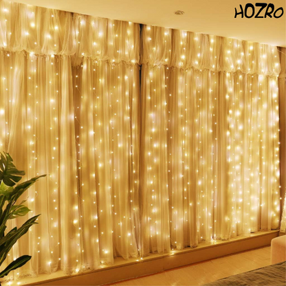 Lumini Tip Perdea LED HOZRO, 3 x 2 Metri, Rezistente la Apă IP65, Iluminare Decorativă RGB pentru Crăciun, Petreceri, Nunti și Evenimente Festive HOZRO