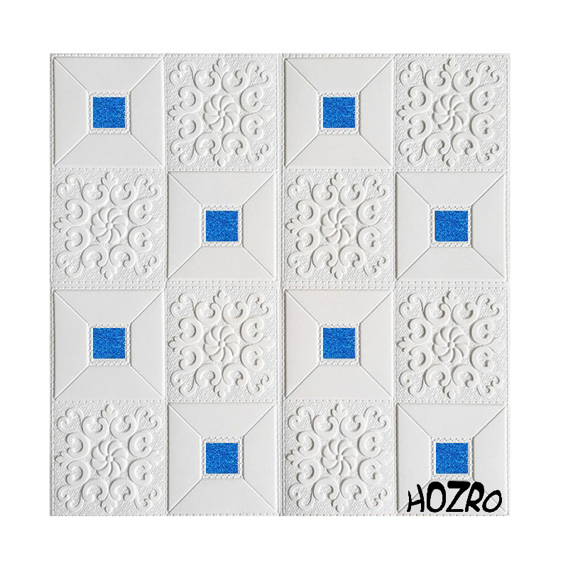 Tapet 3D autoadeziv, Model pentru Tavan/Perete, design modern, foarte usor de montat, Alb/Albastru HOZRO
