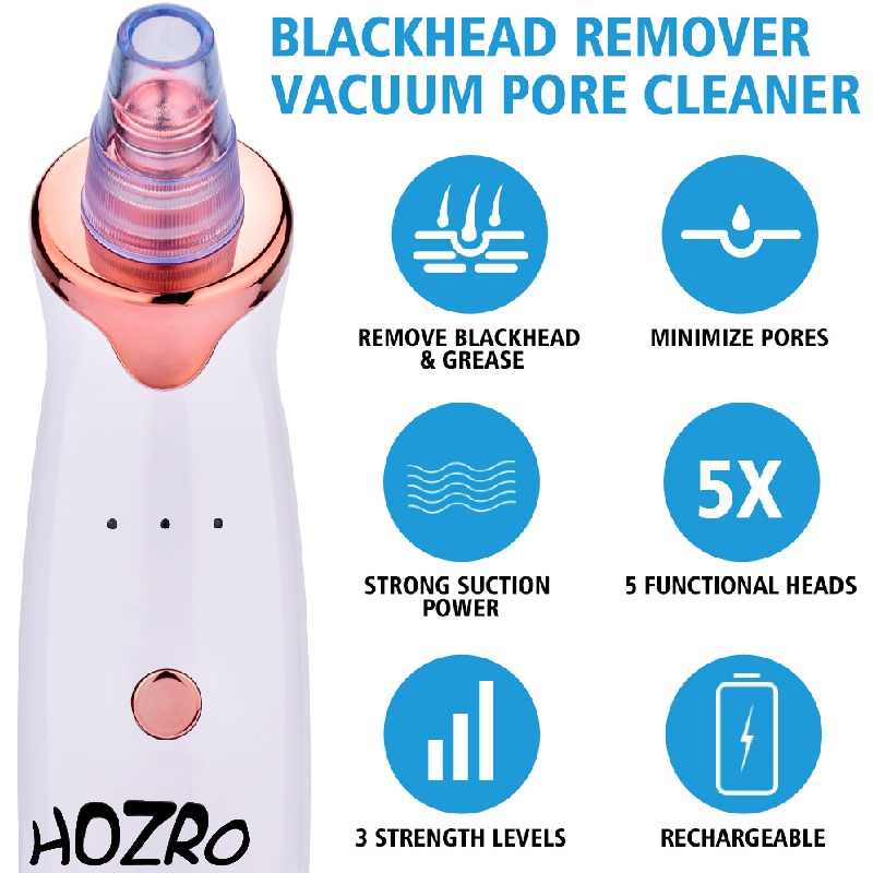 Aparat HOZRO, pentru Curățarea Punctelor Negre – Dispozitiv Facial Alb/Roz, Îngrijirea Tenului și Eliminarea Impurităților HOZRO