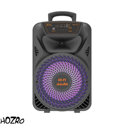 Boxă Portabilă HOZRO, Model ZQS-8173 cu Bluetooth, Microfon Wireless, Putere Mare, Lumini LED Party, Radio FM și Baterie Reîncărcabilă – Sistem Audio Ideal pentru Karaoke, Petreceri și Evenimente HOZRO