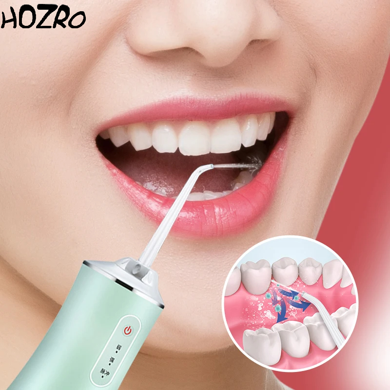 Irigator Bucal Portabil HOZRO, 3 Moduri de Intensitate, Rezistent la Apă, 220ml, Compact și Ușor de Folosit – Curățare Eficientă și Practică a Dinților și Gingiei HOZRO
