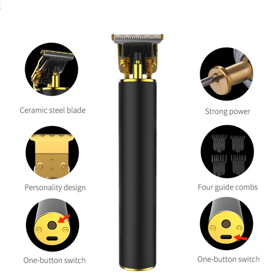 Aparat de Ras Electric HOZRO, T997 cu Lame din Oțel Inoxidabil, Încărcare Rapidă USB, Autonomie de Până la 120 Minute, Design Compact și Ergonomic, Ideal pentru Tuns, Conturare și Îngrijire Personală Acasă sau în Călătorii HOZRO