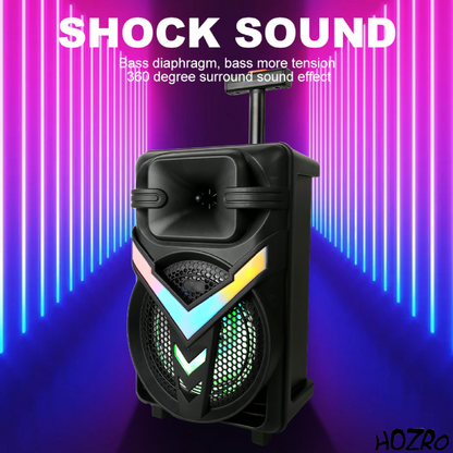 Boxă Portabilă HOZRO, Model ZQS-8158 cu Bluetooth, Microfon Wireless, Lumini LED Party, Radio FM și Baterie Reîncărcabilă – Putere Mare și Sunet Clar pentru Petreceri, Karaoke și Evenimente HOZRO