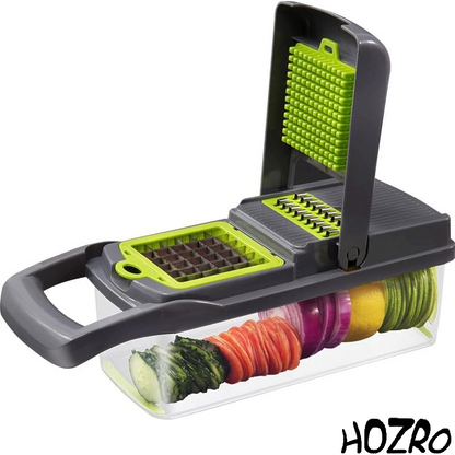 Răzătoare Multifuncțională HOZRO, cu 15 Piese – Set Complet de Bucătărie cu Lame din Oțel Inoxidabil, Accesorii pentru Tăiere, Feliere, Julienne, Cuburi și Deco­jire, Ideală pentru Legume, Fructe și Patiserie, Ușor de Curățat și Depozitat HOZRO